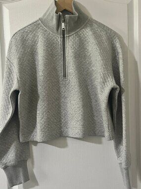 NWOT Calvin Klein Womens Quilted Spacer Half Zip Fleece Cropped Pullover Size S